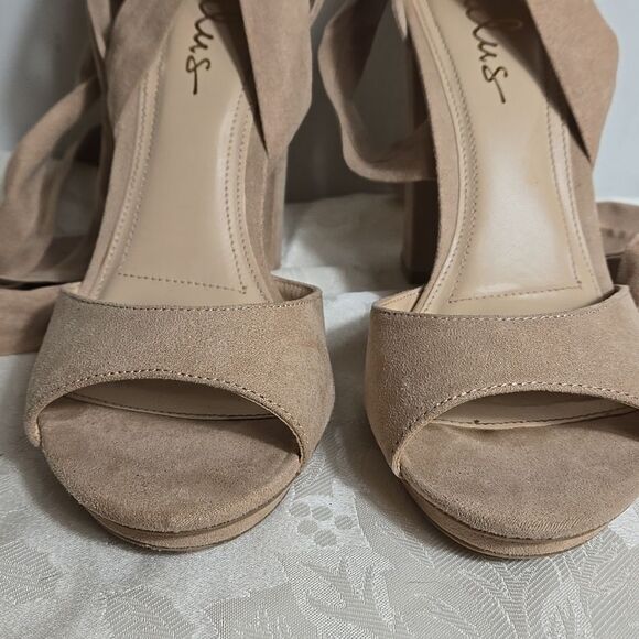 Lulu's Tan Wrap Suede Heels - Picture 5 of 8